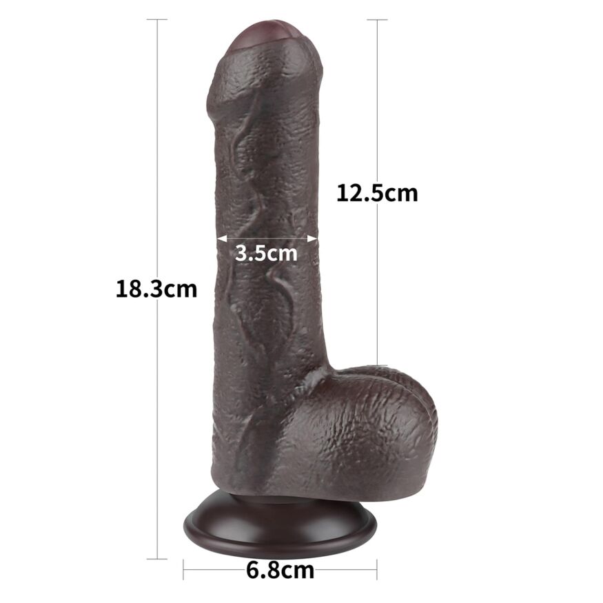 Необрезанный искусственный член - Sliding-Skin Dual Layer Dong 7" Black