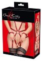 Портупея с наручниками Bad Kitty с пажами для чулок, красная, S/M