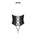 Боди из эко-кожи с имитацией шнуровки и открытым доступом Nancy Body black 4XL/5XL - Passion