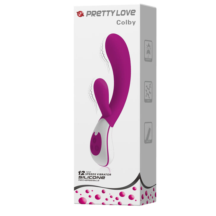 Стильний вібратор з додатковим відростком для стимуляції клітора Pretty Love Colby Vibrator Purple