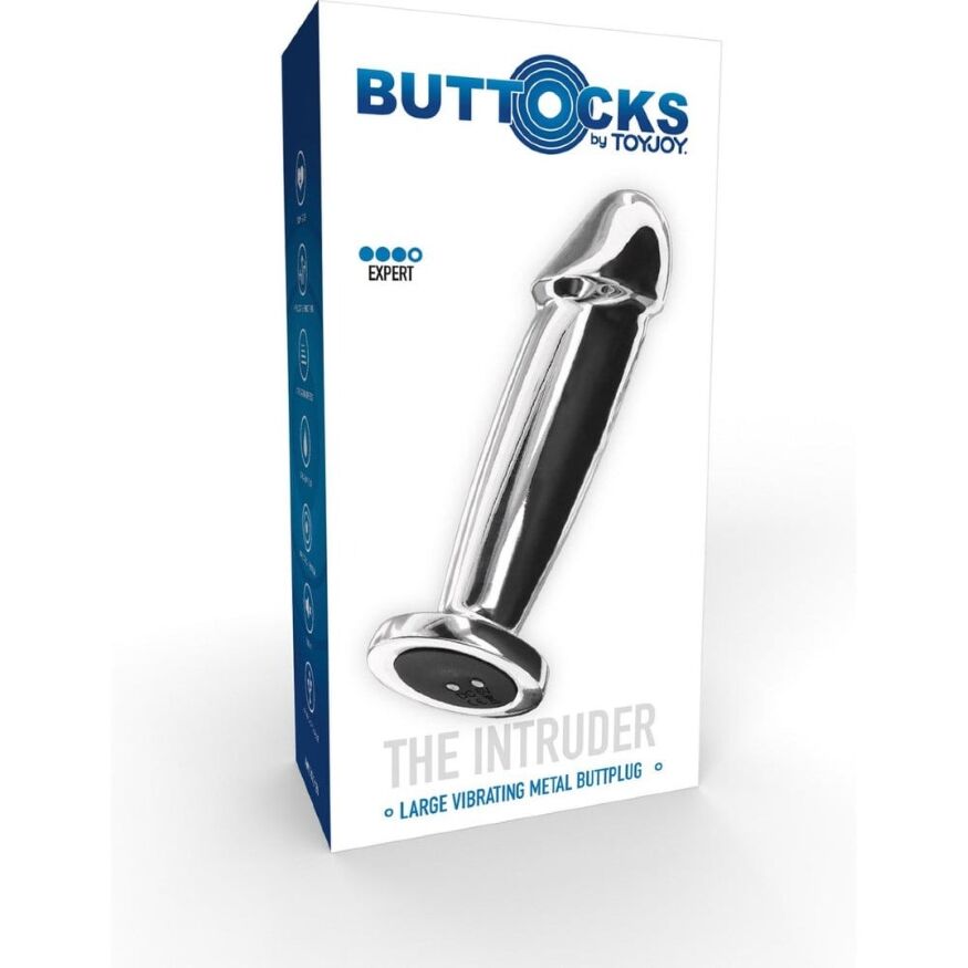 Вібраційний металевий анальний затор ToyJoy The Intruder Vibrating Plug, сріблястий