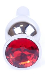 Анальний затор Boss Series - Jewellery Silver BUTT PLUG Red, BS6400073