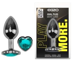 Анальна пробка з кристалом EGZO - Dark Silver Heart Plug Marine size S
