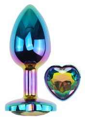Анальная пробка с кристаллом EGZO - Multicolor Heart Plug Rainbow size S