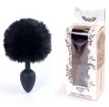 Анальная пробка ( размер S ) с хвостом Boss Series - Silicon PLUG Bunny Tail Black, BS6400100