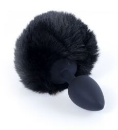 Анальная пробка ( размер S ) с хвостом Boss Series - Silicon PLUG Bunny Tail Black, BS6400100