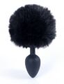 Анальная пробка ( размер S ) с хвостом Boss Series - Silicon PLUG Bunny Tail Black, BS6400100