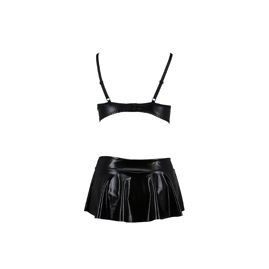 Комплект белья под латекс Passion DEBY SET XXL/XXXL, black, лиф, мини-юбочка, стринги