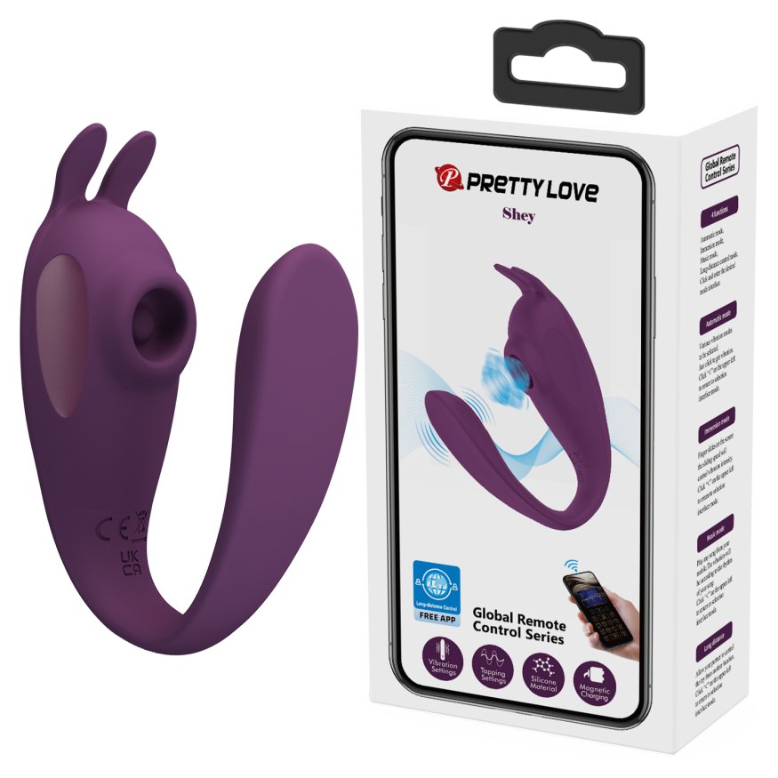 Ергономічний вібростимулятор 2в1 у формі літери С Pretty Love Shey Stimulator Purple