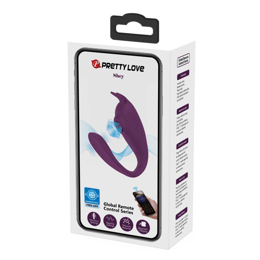 Ергономічний вібростимулятор 2в1 у формі літери С Pretty Love Shey Stimulator Purple