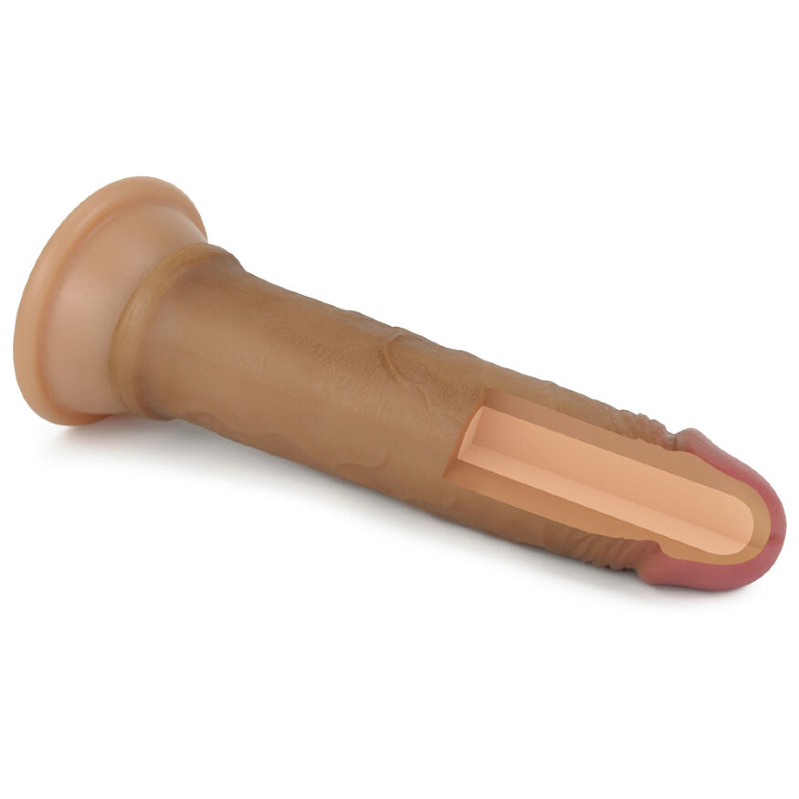 Тонкий та дуже реалістичний фалоімітатор Dual-Layered Silicone Cock 7" Brown