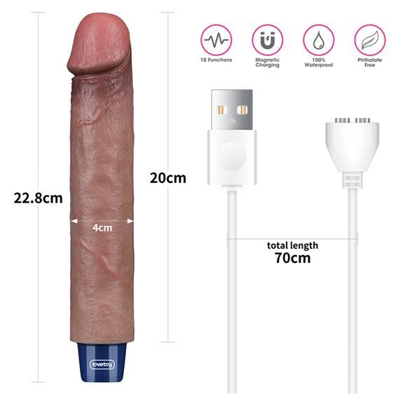 Вібратор - Real Softee Rechargeable Silicone Vibrating Dildo 9"