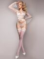 Панчохи білі Ballerina's Secret IVORY 20 den з мереживним верхом на силіконовій стрічці, S/M