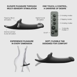 Вибронасадка для страпона с вакуумной стимуляцией Strap-On-Me Multi Orgasm Dildo M Black