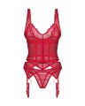 Корсет с пажами для чулок и стринги Obsessive Cupide Desir красный, S/M