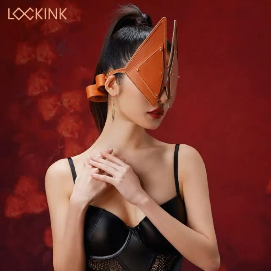 Маска Лисички с отстегивающейся передней частью Lockink, натуральная кожа, коричневая, One Size