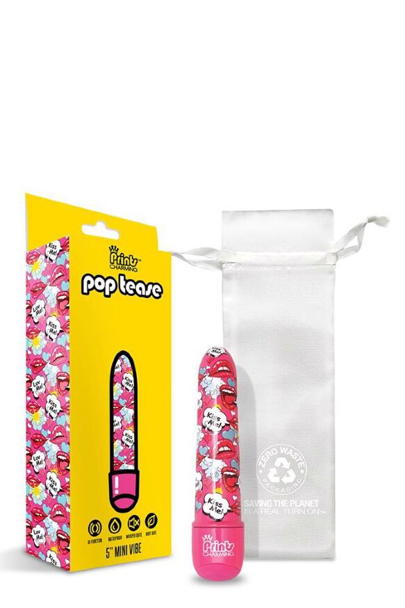 Мини-вибратор Global Novelties Prints Charming Pop Tease с ярким принтом, разноцветный