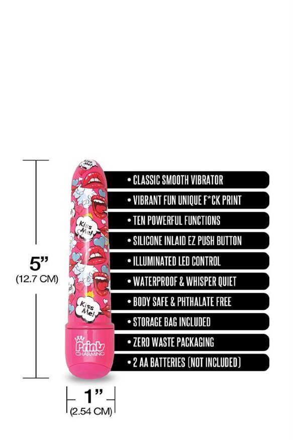 Мини-вибратор Global Novelties Prints Charming Pop Tease с ярким принтом, разноцветный