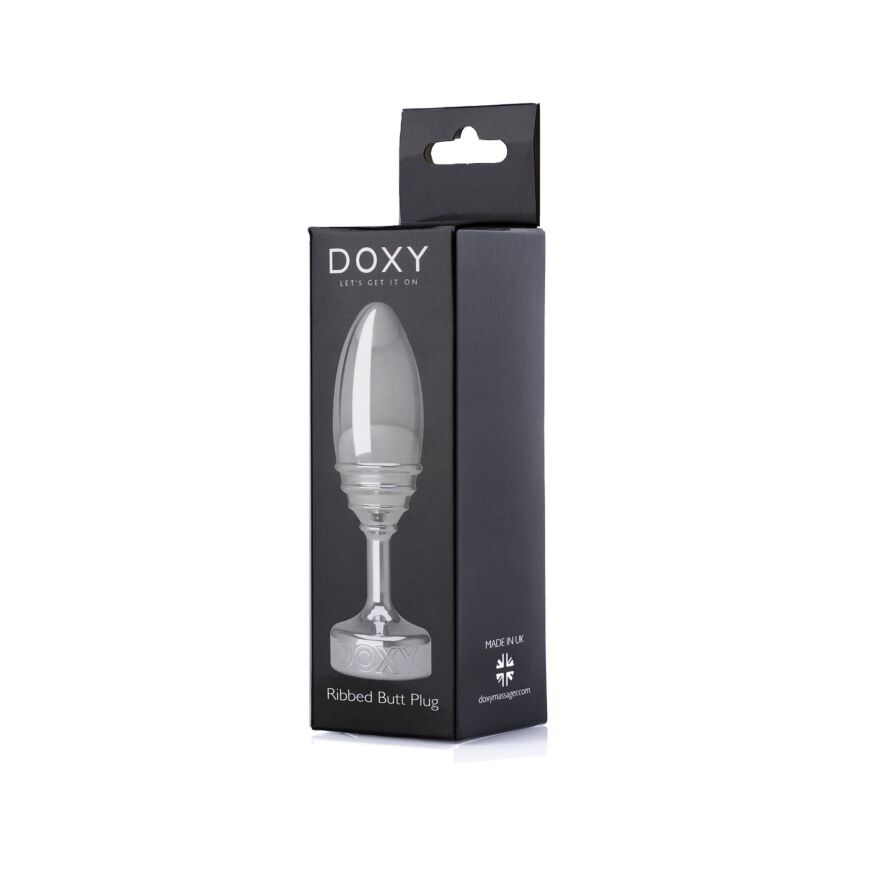 Анальная пробка DOXY Butt Plug RIBBED, 10.5х3.5 см