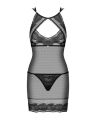 Сорочка кружевная Obsessive Allastia chemise &amp; thong black L/XL
