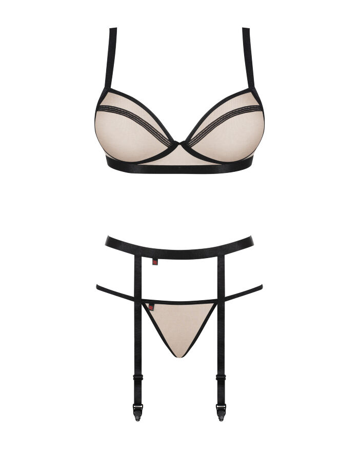Комплект з поясом для чулок Obsessive Nudelia set L/XL