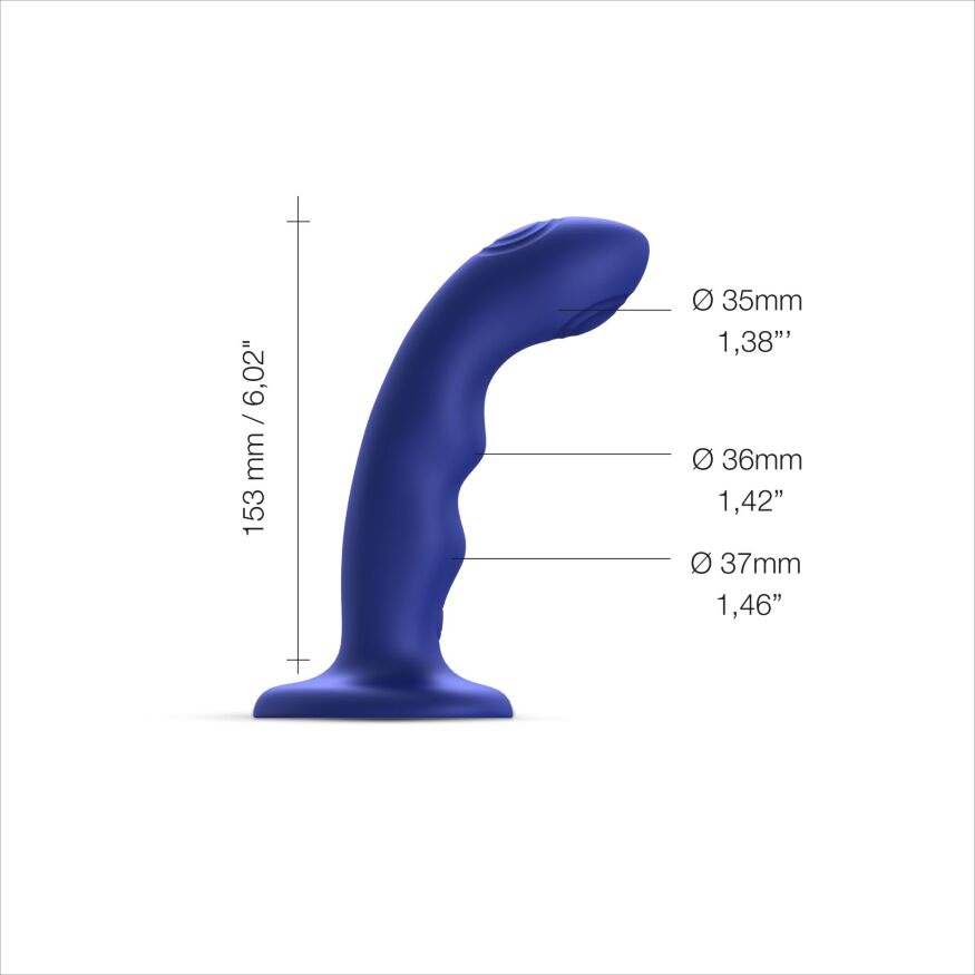 Насадка для страпона з подвійною точковою пульсацією Strap-On-Me TAPPING DILDO WAVE  -  NIGHT BLUE, М