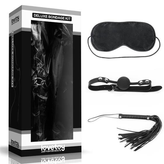 Елітний набір базових аксесуарів для любителів БДСМ розваг - Deluxe Bondage Kit (маска, кляп, флогер)