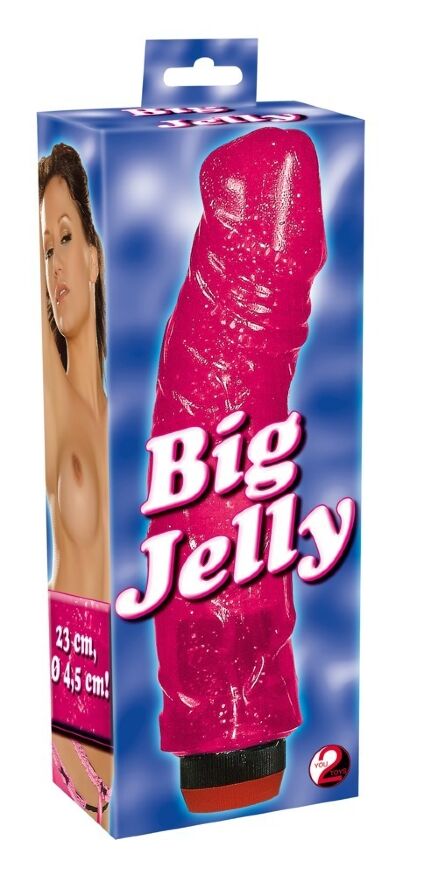 Большой розовый вибратор с блестками – Big Jelly