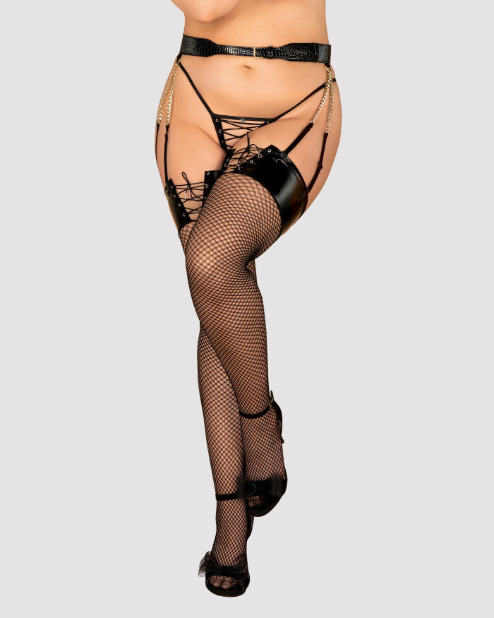 Чулки в сеточку Obsessive Remediosa Nero L\XL