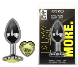 Анальна пробка з кристалом EGZO - Dark Silver Heart Plug Lime size S