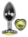 Анальная пробка с кристаллом EGZO - Dark Silver Heart Plug Lime size S