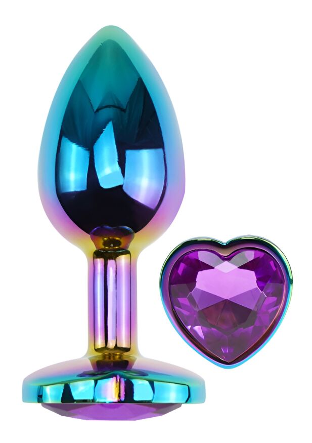 Анальна пробка з кристалом EGZO - Multicolor Heart Plug Purple size S