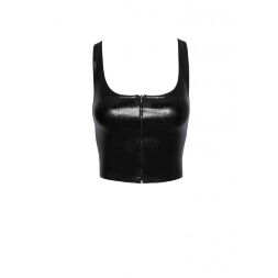 Топ еротичний вініловий зі зміїним тисненням M F275 Noir Handmade, чорний