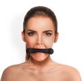 Кляп-палиця на ременях Art of Sex  -  Gag Stick Silicon, чорний, натуральна шкіра