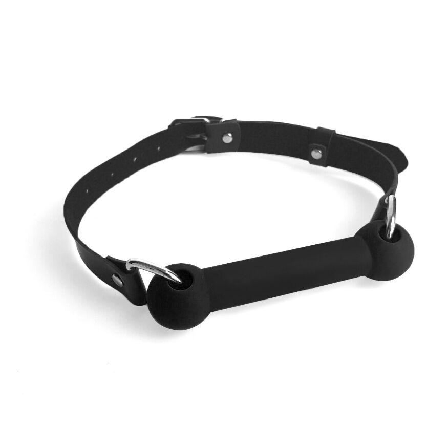 Кляп-палиця на ременях Art of Sex  -  Gag Stick Silicon, чорний, натуральна шкіра