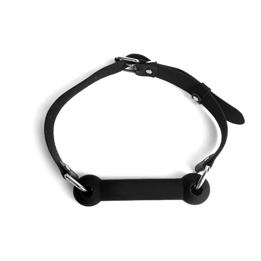 Кляп-палиця на ременях Art of Sex  -  Gag Stick Silicon, чорний, натуральна шкіра