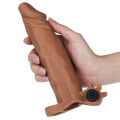 Насадка на член - Pleasure X-Tender Vibrating Penis Sleeve Add 2" Brown