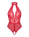 Боді з коміром халтер Obsessive Dagmarie і відкритим доступом, червоний, XS/S