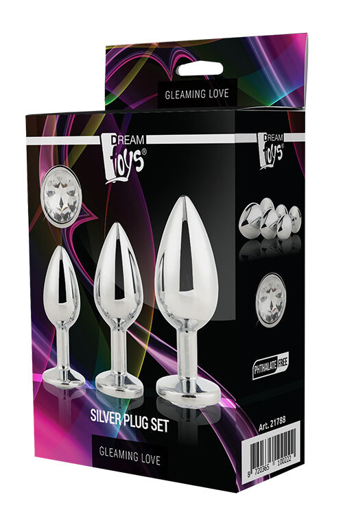 Набор анальных пробок Dream Toys GLEAMING LOVE SILVER PLUG SET