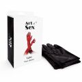 Виниловые перчатки Art of Sex - Lora, размер L, цвет черный с эффектом мокрого бархата