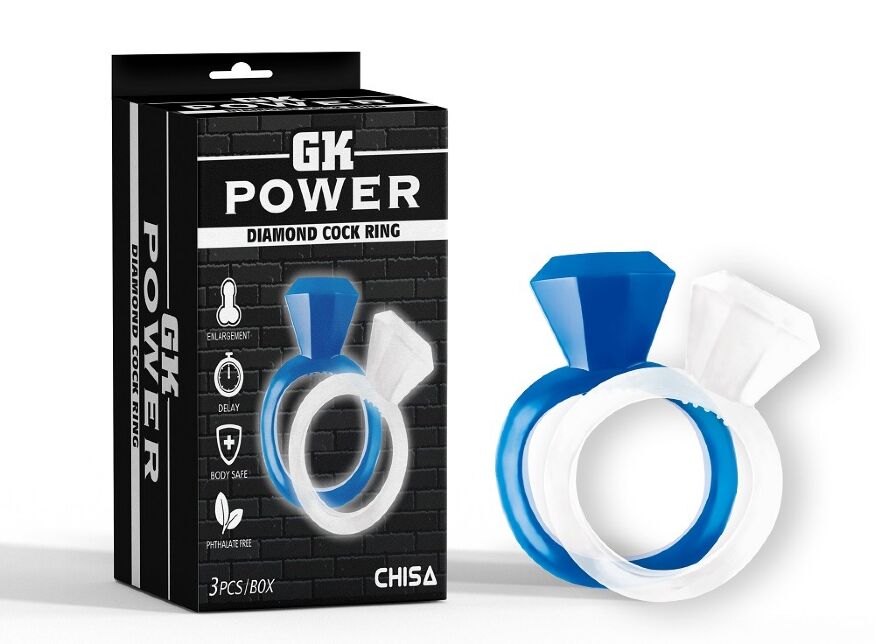 Набор эрекционных колец Chisa GK Power Diamond Cock Ring в виде колец с брильянтами, 2 шт.