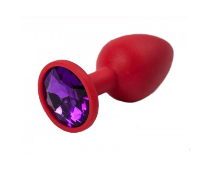 Анальна пробка, Red Silicone, Amethyst S
