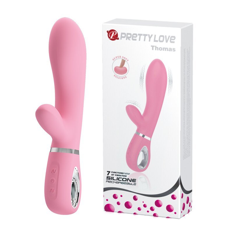 Вибратор с мягкой головкой и клиторальной стимуляцией Pretty Love - Thomas USB, BI-014621-1