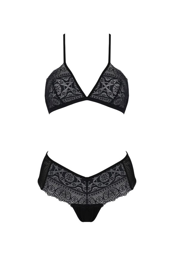 Комплект Passion KERRIA BIKINI black, XXL/XXXL, бралетт и трусики-бикини