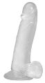 Прозрачный фаллоимитатор на присоске ADDICTION  -  Clear Dildo with Balls 8″, вибропуля в подарок
