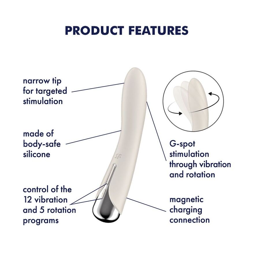 Вибратор точки G с вращением Satisfyer Spinning Vibe 1 Beige, 2 мотора