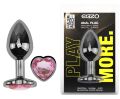 Анальна пробка з кристалом EGZO - Dark Silver Heart Plug Pink size M