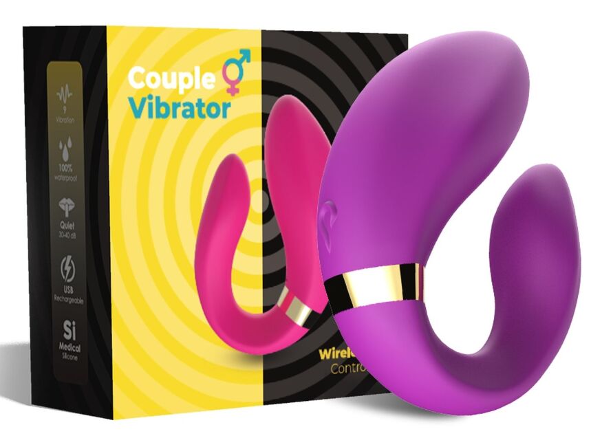 Вибромассажер для пар Boss Series с пультом ДУ - Couple Vibrator Purple USB 9 Function, BS5200030-1