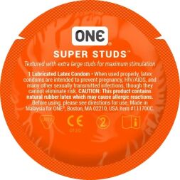 Презервативы ONE Super Studs (точечные)(по 1 шт)(упаковка может отличаться цветом и рисунком)