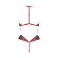 Passion Satara Body red - эротическое боди с кружевом и окантовкой, XXL/XXXL (чёрный с красным)